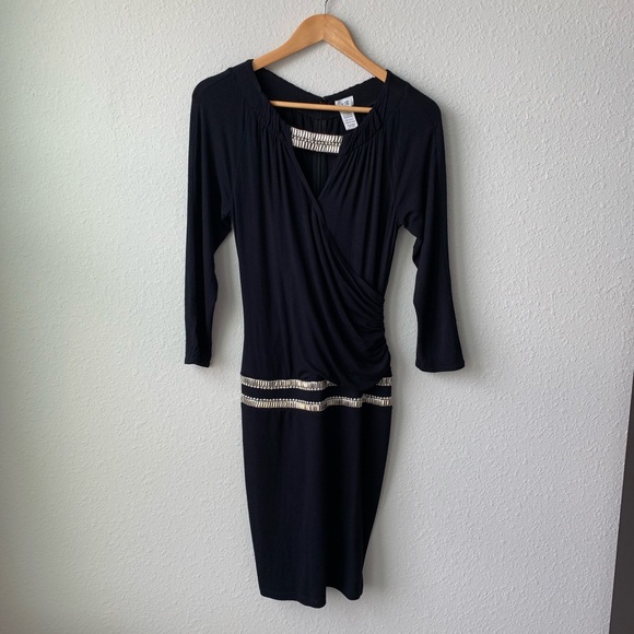 Cache Dresses & Skirts - Cache | Black Dress with Silver Beading